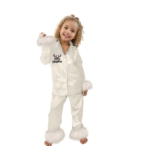 Hiijoy Big Girls Pajamas Button-Down Long Sleeved Top Pants Sleepwear, Sizes 2-14