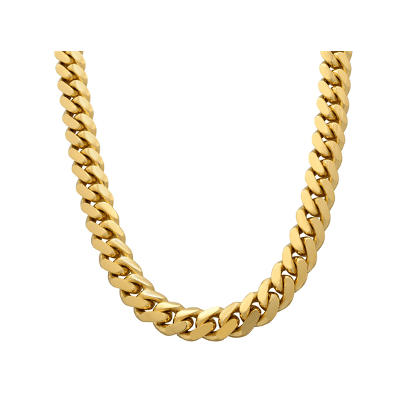 Solid Miami Cuban Link Chain Necklace 14K Yellow Gold 24 Inches 9.5mm