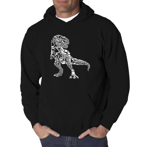 LA Pop Art Men's Word Art Hooded Sweatshirt - Dino Pics