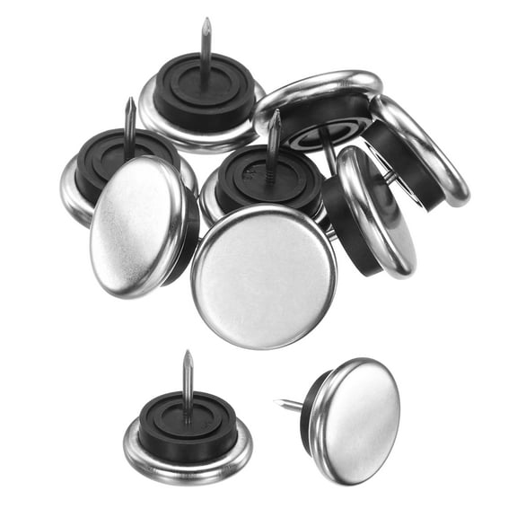 Uxcell 16 Pcs Nail-on Furniture Sliders, 1-1/4"(32mm) Iron Round Furniture Pads, Silver