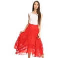 thumbnail image 5 of Sakkas Collina Boho Gypsy Dance Casual Lace Skirt Santorini Travel Summer - Red - XL, 5 of 5