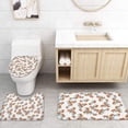 thumbnail image 4 of FMSHPON Orange 4 Piece Bathroom Set Shower Curtain Bath Rug Contour Mat and Toilet Lid Cover, 4 of 8