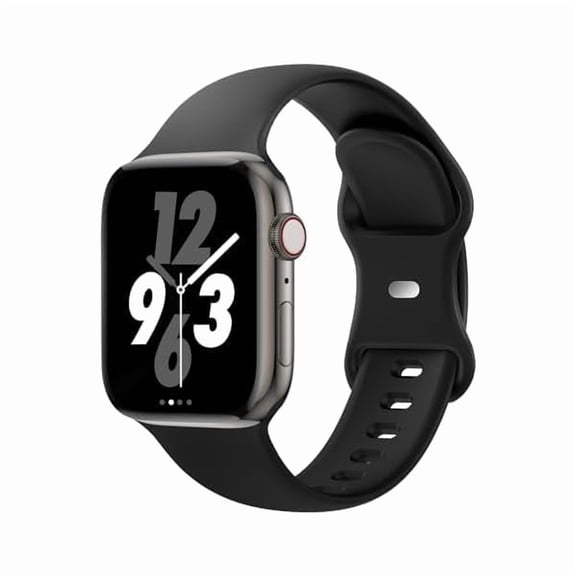 Sport Band Compatible with Apple Watch 38mm 40mm 41mm 42mm 44mm 45mm 46mm 49mm, Replacement Soft Silicone Strap Wristbands for iWatch Series 11/10/9/8/7/6/5/4/3/2/1 Ultra SE Women Men, Black