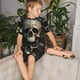 thumbnail image 4 of Balery Gold Pattern Skull Conjunto de Pijama Infantil de Manga Corta con Estampado – Ropa de Dormir de Algodón Suave-Large, 4 of 6