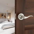 thumbnail image 3 of 1 Pack of HENYIN Wave Lever Keyed Entry Door Lock/Door Knob Hardware Handle and Closet Lockset, Silver Color, with Key,Right Hand(805SN-R), 3 of 8