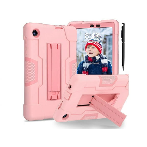Protective Case For TCL Tab 8 LE Model 9137W) / TCL Tab 8 WiFi Model 9132X, Shockproof Cover with Kickstand Universal Stylus Pen Rose Gold