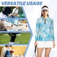 thumbnail image 6 of Yuyamidu Blue Palm Leaves Women's Long Sleeve Golf Tennis Shirts Soft Zip Up Shirt Athletic Tropical Golf Tops Casual Daily Wear Clothing Size 2XL, 6 of 7