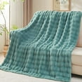 thumbnail image 4 of Queen Blanket for Couch Light Teal Super Soft Flannel Fleece 3D Bubble Lightweight Bed Blanket All Season Use (Light Teal, Queen(90"x90")), 4 of 9