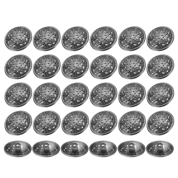 Uxcell 30pcs 32L Metal Round Hollow Sewing Buttons 20mm 4/5" Zinc Alloy Clothes Craft Replacement Button for Men Women Coat Uniform Shirt Suit, Black