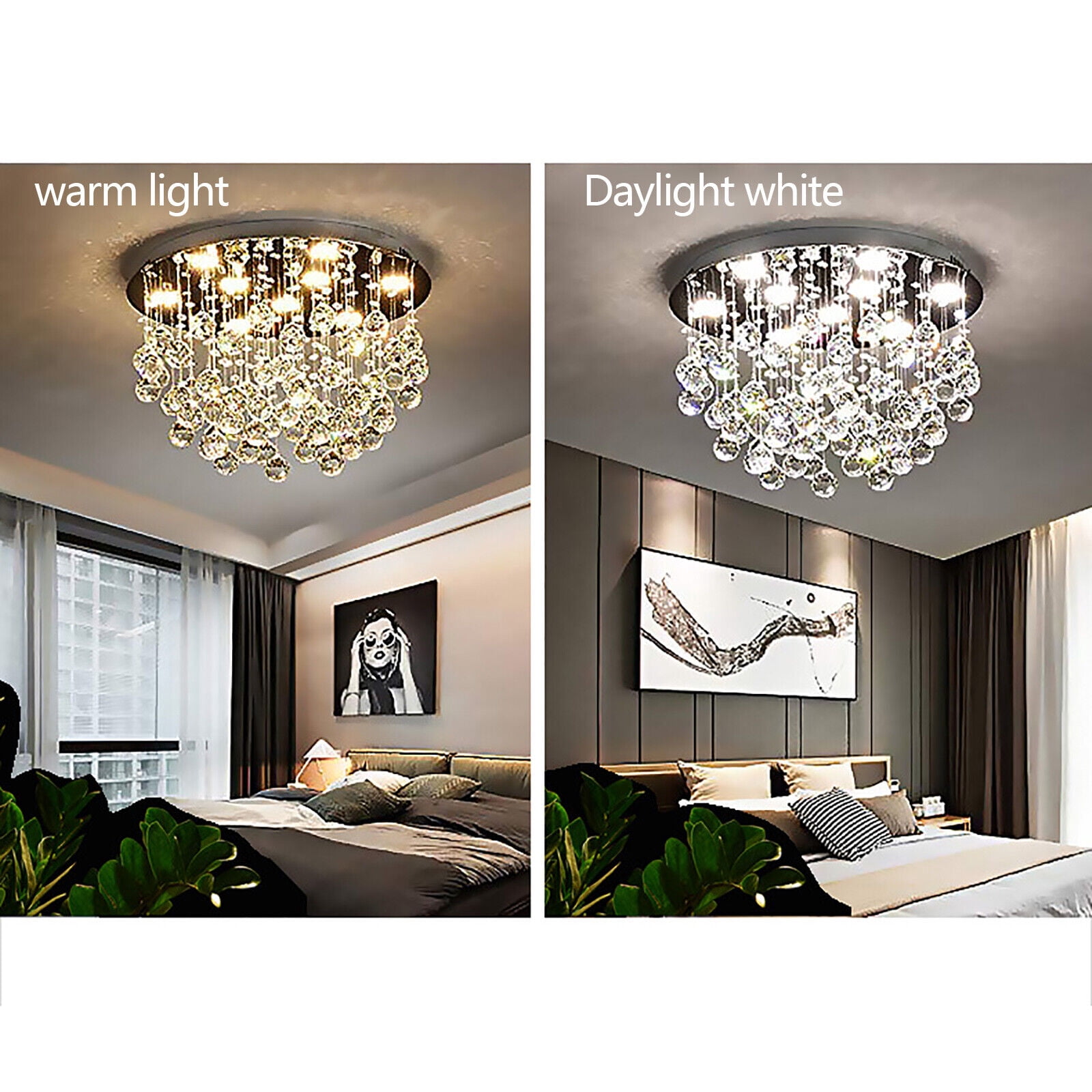 Miumaeov Luxury K9 Crystal Pendant Light Raindrop Ceiling Lamp Chandelier Lighting Fixture