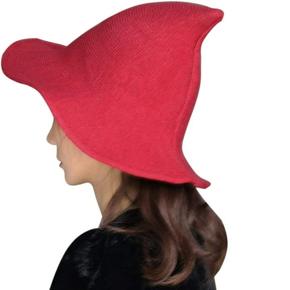 Stibadium Halloween Witch Hat for Women Wide Brim Foldable Pointed Cap for Halloween Party Costume Accessory