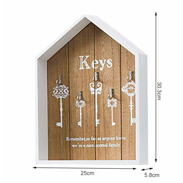 Key Box Modern Style House Shape Wooden Key Wall Hanging Storage Box Jewellery Box