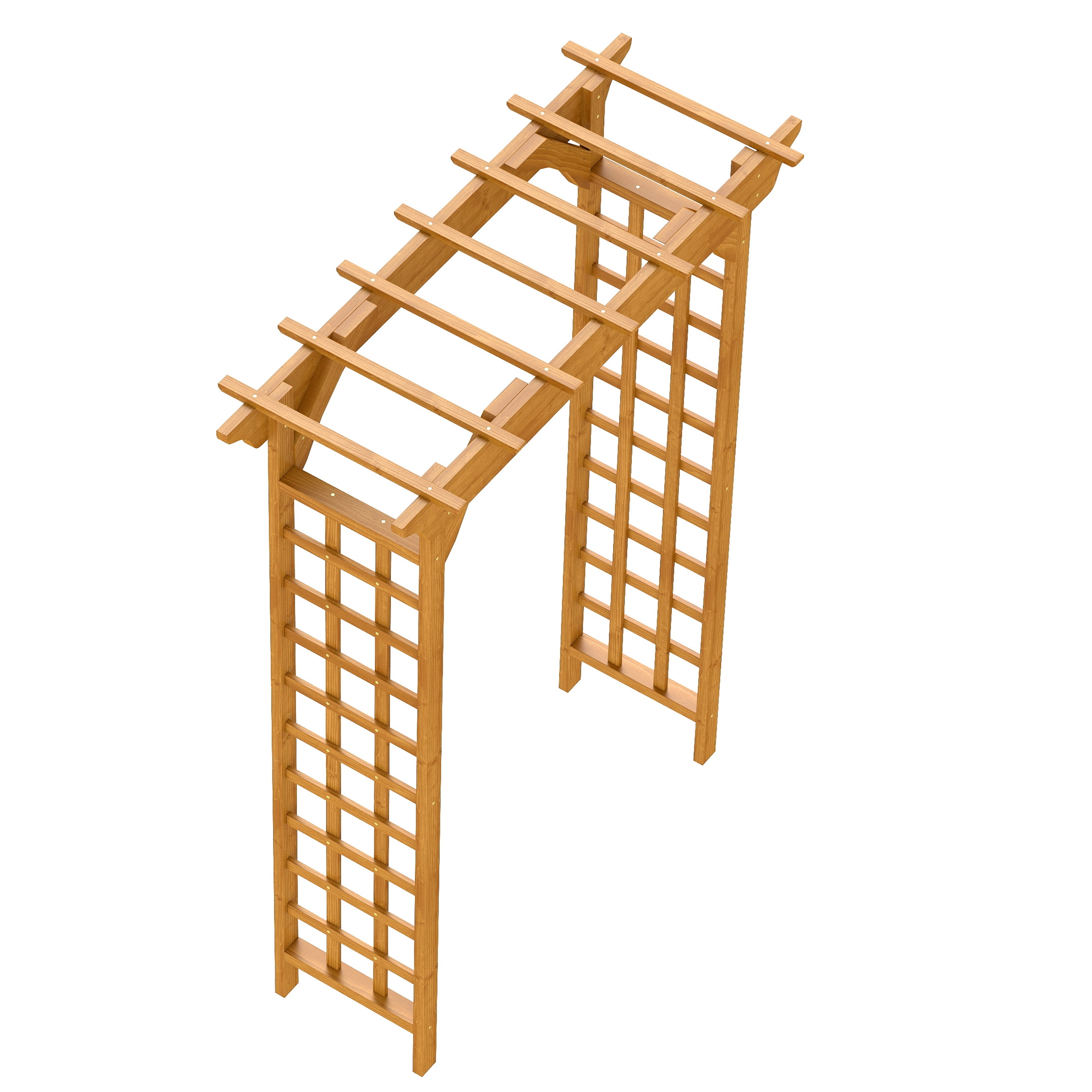 Wooden Garden Arbor with Sturdy Solid Wood Frame, Outdoor Wedding Arch and Plant Trellis for Backyard, Light Brown