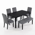 thumbnail image 4 of Home Design Guysaka 6-Piece Dining Set with Modern Rectangular Table, 4 Upholstered Corduroy Dining Chairs & Upholstered Bench, Gray, 4 of 18
