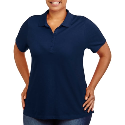 Faded Glory Faded Glory Women's Plus Size Short Sleeve Pique Polo