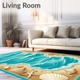 thumbnail image 2 of Flatwoven High Traffic Area Rug, Marine Duo Featuring Seashells Starfish and Nautical, Non Slip, Stain Resistant, Washable Area Rugs for Living Room, Bedroom(Blue, 6X9), 2 of 8