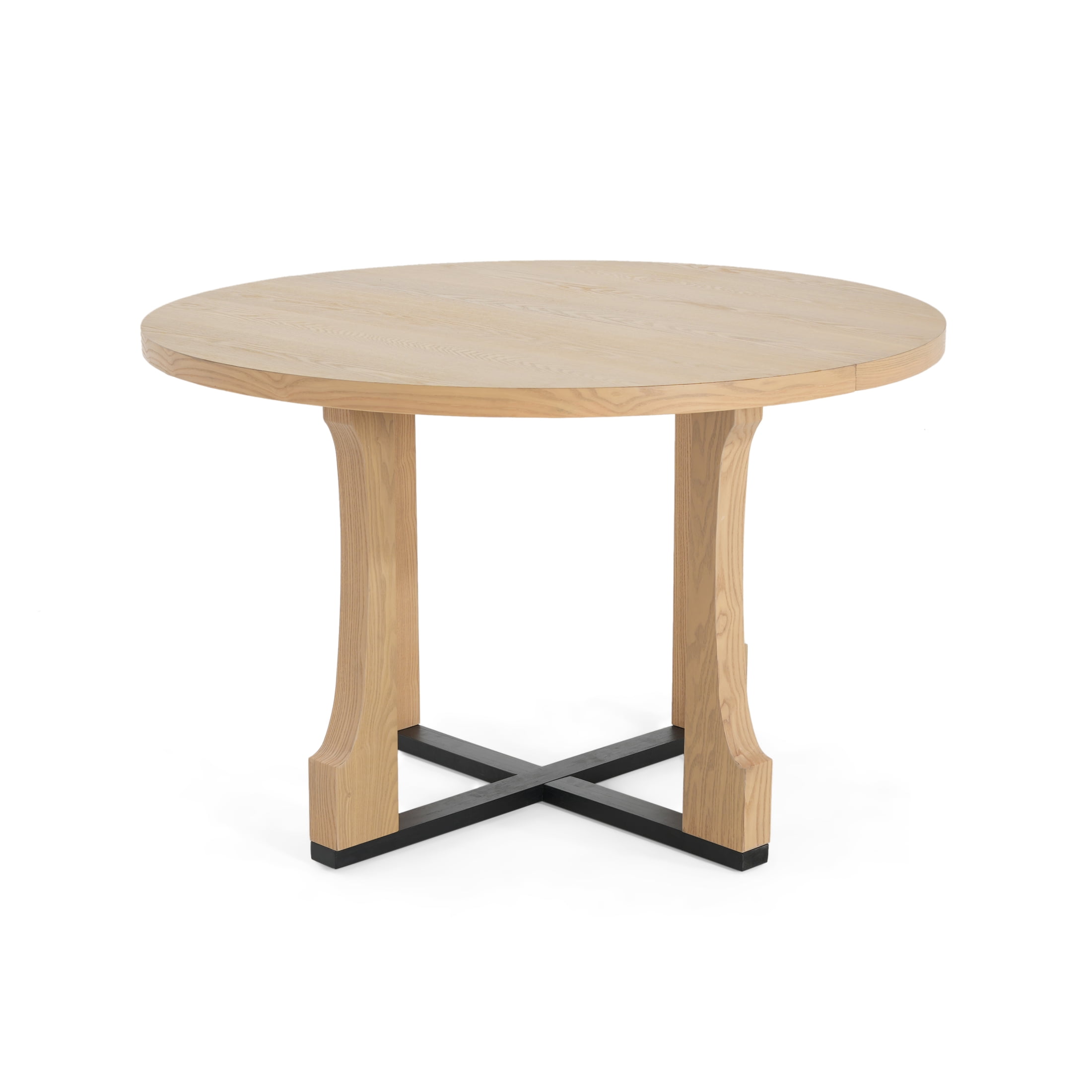 Christopher Knight Home Farmhouse Round Dining Table 48" With Solid Wood X-Base in Natural Ash
