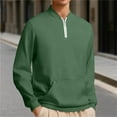 thumbnail image 2 of UAMVSH Mens Quarter Zip Pullover Soft Long Sleeve Pullover Casual Warm Oversized Sweatshirt with Pocket Big and Tall, 2 of 6