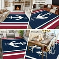 thumbnail image 6 of Vintage Nautical Flag Area&nbsp;Rug 5x7ft Anchor Red White Striped Medieval Non-Slip&nbsp;Washable Square&nbsp;Rugs Soft Felt Indoor Floor Mat for Bedroom Kitchen Living Room Bathroom, 6 of 9