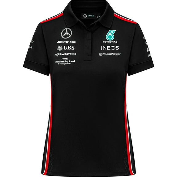 Mercedes AMG Petronas F1 Women's Team Polo Shirt - Black/White