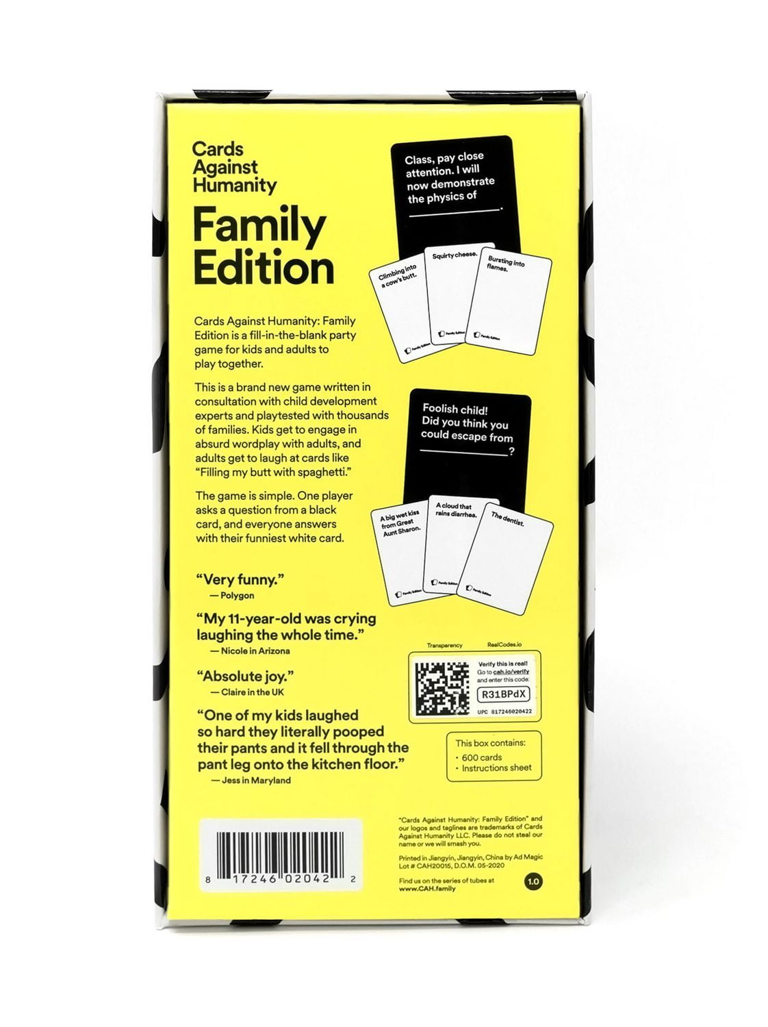 Cards Against Humanity Family Edition, Card Game
