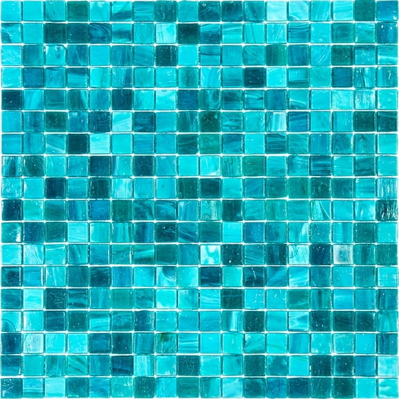 Skosh 11.6 in. x 11.6 in. Glossy Cerulean Green Glass Mosaic Wall and Floor Tile (18.69 sq. ft./case) (20-pack)