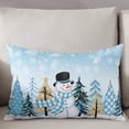 thumbnail image 3 of Christmas Throw Pillow Cover, Snowman Tree Snowflake Dream Blue Rectangle Decorative Pillow Case Protector Soft Cushion Cover Lumbar Pillowcase for Couch Sofa Bedroom Car Chair Decor 20x26 Inch, 3 of 8