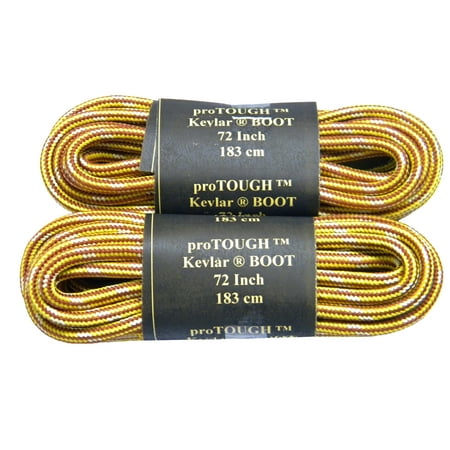 

90 Inch 229 cm Gold w/ Brown Kevlar® reinforced proTOUGH™ Heavy Duty Round Boot Shoelaces (2 pair pack)