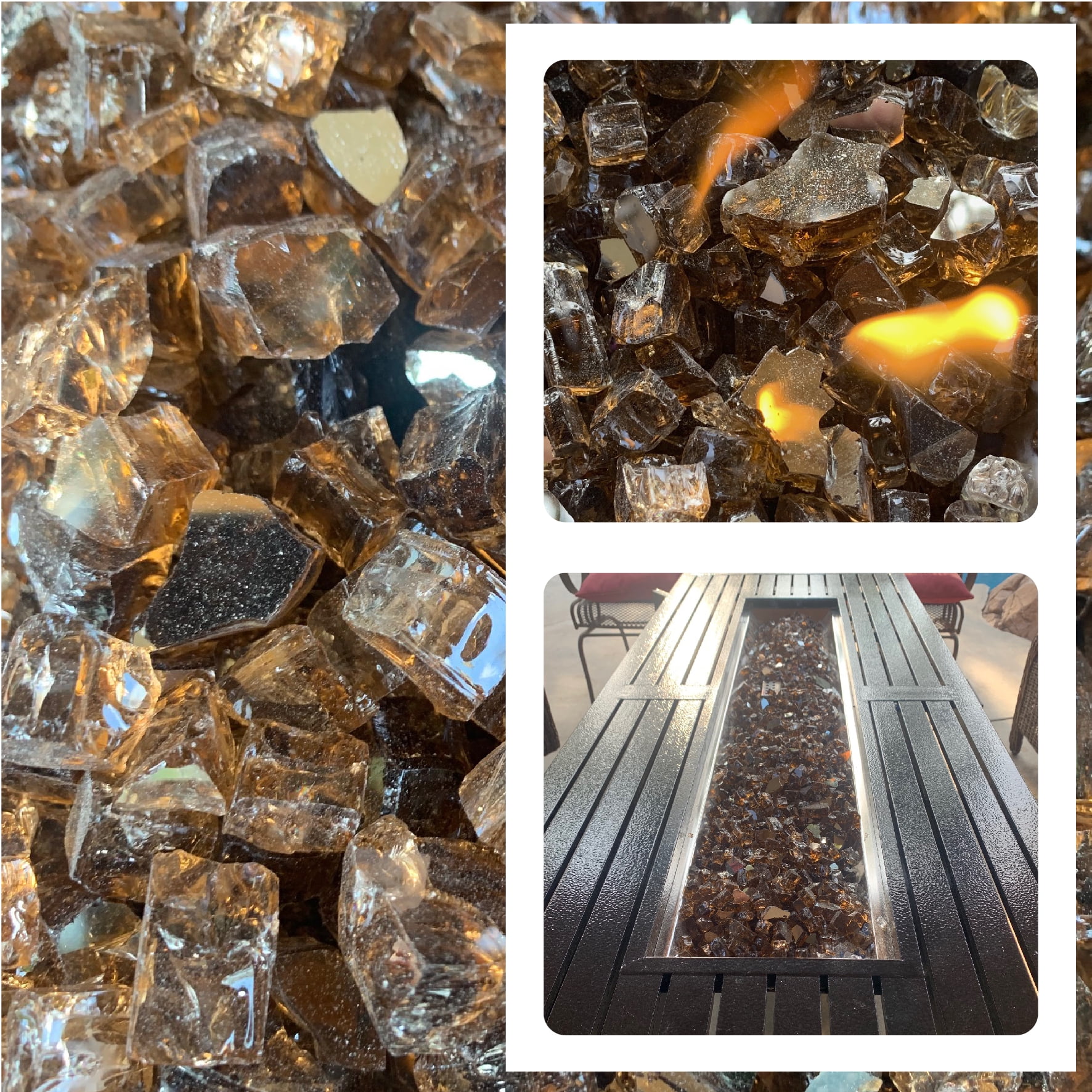 EasyGo Product Fire Pit Glass Rocks - Silver Color – 10 Pounds EasyGo Product Fire Pit Glass Rocks - Silver Color – 10 Pounds