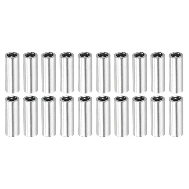 Unique Bargains Écrou d'Accouplement Rond M4x0,7 Mm 15mm Fileté Connecteur de Tige Tube de Goujon 20 Pack