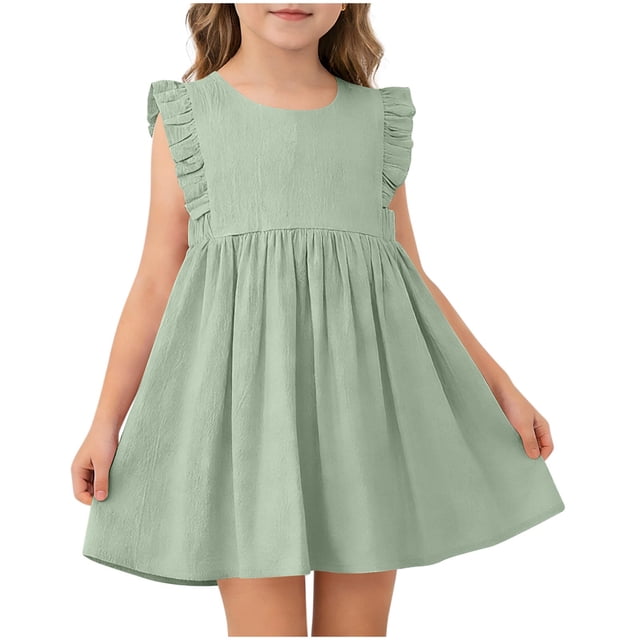 Vestido Largo con Mangas Largas Vestido de Niñas de Manga Voladora de Verano 95% Poliéster 5% Spandex Vestido de Bebé de Manga Larga para Fiesta Diaria Informal