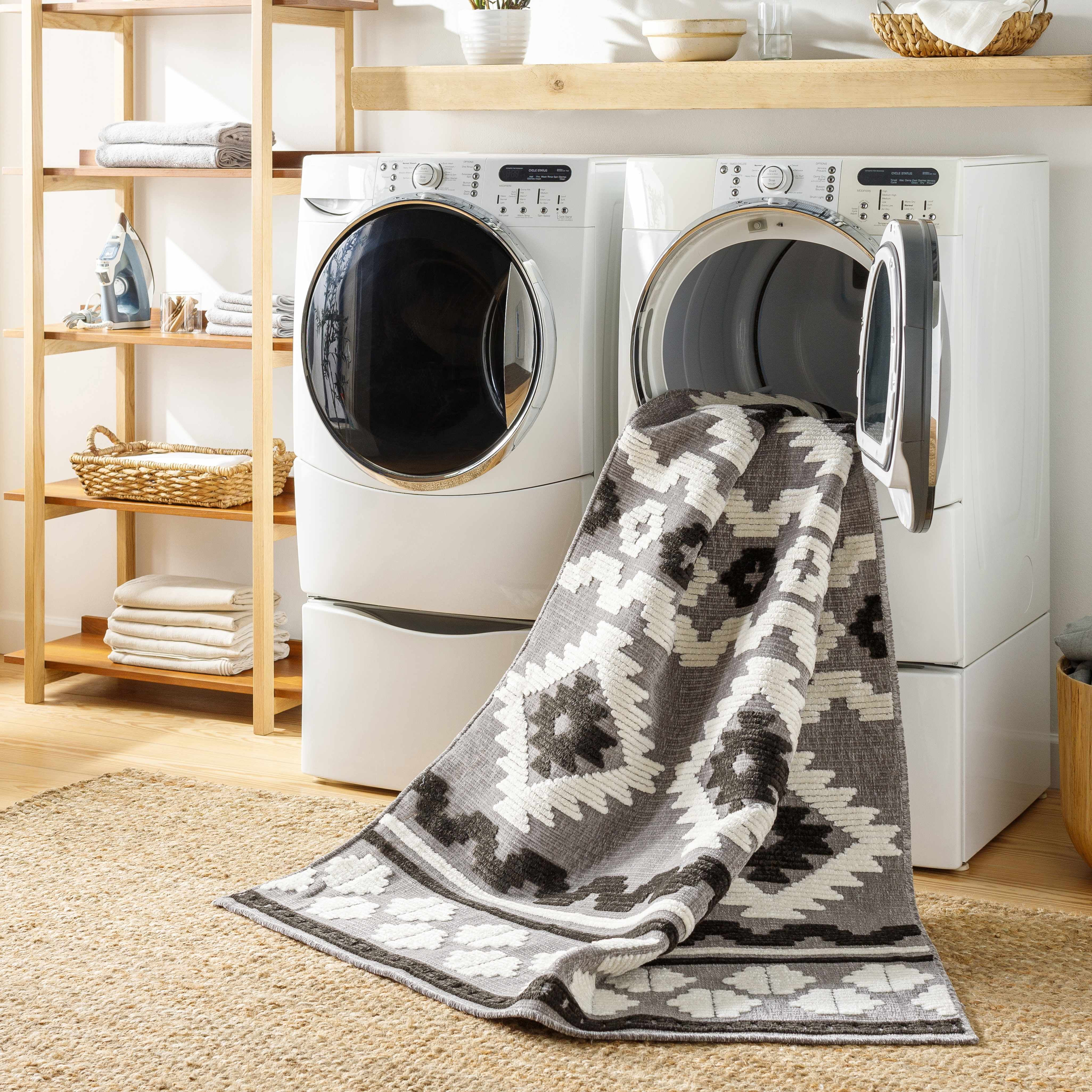 Hauteloom Drago Living Room, Bedroom Machine Washable Area Rug - Bohemian Modern Farmhouse - Moroccan Southwestern - Black, Gray, White - 3'3" x 5'