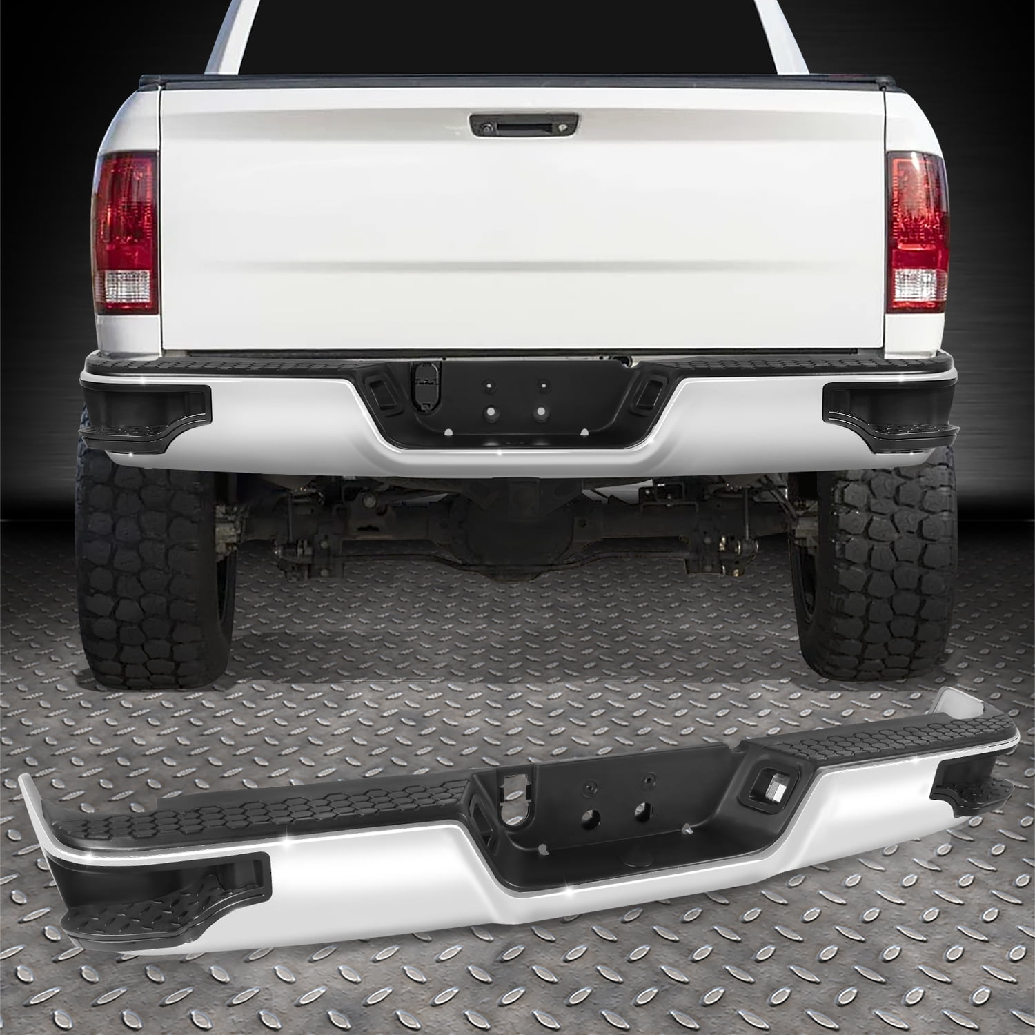 Nuvision for 09-23 Dodge Ram 1500/Classic Chrome Rear Bumper W/O Parking Sensor Holes