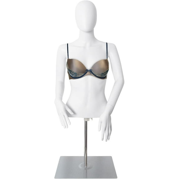 FreeLung Female Mannequin Torso with Metal Stand, Height 30”-46”, White