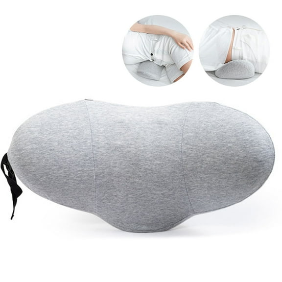 Memory Foam Lumbar Support Pillow for Sleeping - Lower Back Pain Relief Cushion for Office Chair, Car, Bed & Pregnancy, Ergonomic Waist Pillow for Side Sleepers-Dark Gray-Light Gray