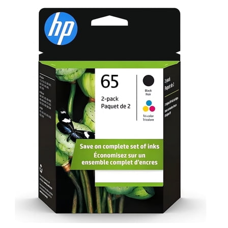 65 Black Tri-color Ink Cartridges for HP 65 Ink Cartridge Compatible for HP Printers Ink 65 (2-pack)