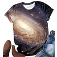 thumbnail image 4 of Womens Tops 2025 Women's Starry Galaxy 3D Print Glitter T-shirt Round Neck Short Sleeve Carnival Outfit Rose Gold, 4 of 4