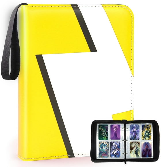 Card Binder 4 Pocket, Trading Game Collection Album with 50 Removable Sleeves, Premium PU Holder Zipper, Trading Card Book Holder for Game Cards, Sports Cards, Baseball, Basketball, Football Cards