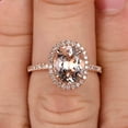 thumbnail image 2 of 10k Rose Gold 1.50 Carat Morganite Halo Engagement Ring Oval Cut Anniversary Ring Art Deco, 2 of 4