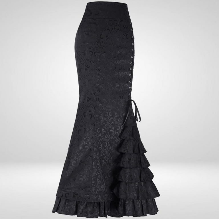Vintage Women Trumpet Mermaid Skirts Gothic Long Steampunk Skirt Maxi Fishtail Victorian Ladies Retro Bandage Skirt Walmart