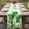 thumbnail image 4 of St Patrick's Day Table Runner 36 Inches, Watercolor Gnomes Shamrock Daisy Green Stripes Bed Runner Dresser Scarves Tabletop for Indoor Outdoor Parties/Ceremony/Banquet, 13"x 36", 4 of 8