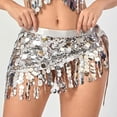 thumbnail image 2 of Ediodpoh Carnival Glitter Skirts for Women Belly Dance Scarf with Sequins Fringe Sash Wrap Performance Skirt for Dance Show Skirts for Women Silver One Size, 2 of 4