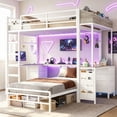 thumbnail image 6 of Twin Over Twin Bunk Bed with Dual Desk, L-Shaped Gaming Loft Bunk Bedwith 6 Storage Drawers for 2 People White & Gray, 6 of 16