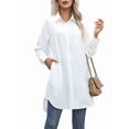 thumbnail image 1 of Vestido Camisero Informal para Mujer, Cuello en V, Botones, Larga, Holgado, Minivestido S, 1 of 8