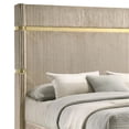 thumbnail image 3 of Pemberly Row Fabric Upholstered Queen Wingback Panel Bed Beige, 3 of 7