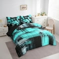 thumbnail image 4 of Manfei Modern Abstract Art 7-Piece Bedding Comforter Set,Contemporary Brush Design King Bedding Sets,Cyan Black Bed Sheets For Girls,Breathable Home Decor Reversible, 4 of 9
