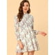 thumbnail image 5 of INSPIRE CHIC Vestido Floral Con Dobladillo Con Volantes Y Manga Larga Con Cuello Fruncido Y Fruncido Para Mujer Beige M, 5 of 6