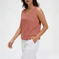 thumbnail image 3 of ClodeEU Women's V Neck Sleeveless Linen Tank Top, Casual Loose Fit Summer Lightweight Blouse Pink,Women's Plus S, 3 of 7