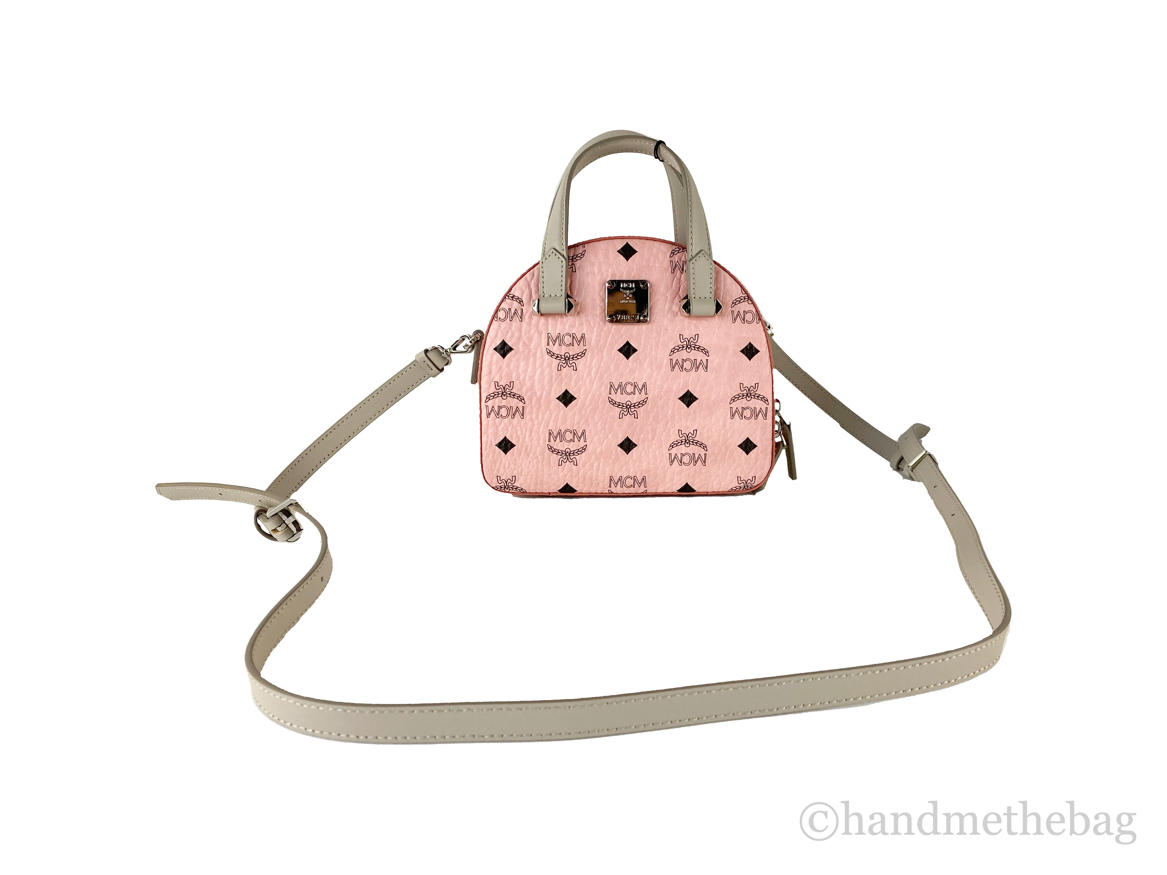 MCM バッグ MCM Signature Soft Pink Diamond Logo Leather Mini Round Top