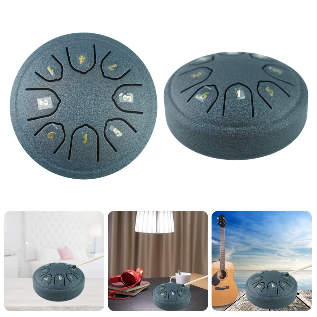 ANXPTIME Steel Tongue Drum 4.5inch 8 Notes Handpan Drum C Key Percussion Instrument with Mallets for Musical Education Concert